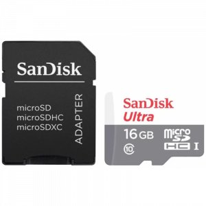 Карта памяти MicroSD 16GB SanDisk Class 10 Ultra Android UHS-I (80 Mb/s) + SD адаптер